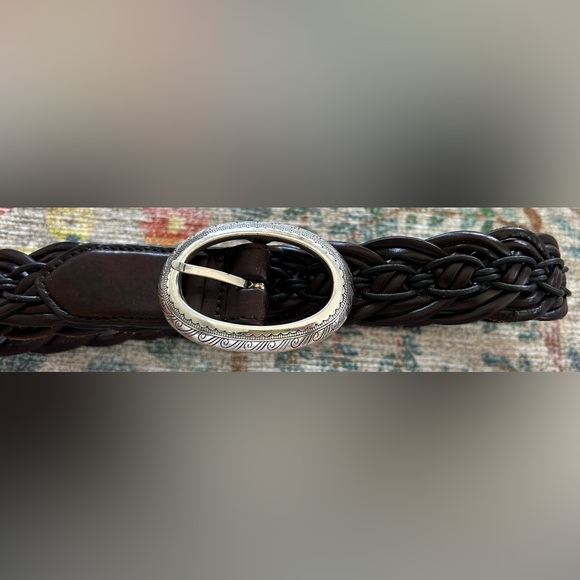 Brighton Ladies Brown Leather Bangkok Weaver Belt, Silver Engraved Buckle - Picture 4 of 13